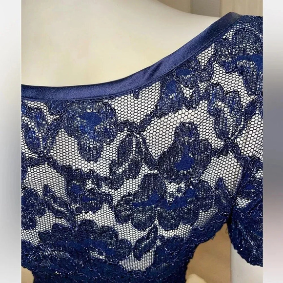 VINTAGE ROBERTA EINER ROYAL BLUE SHEER SPARKLING LACE CROP WITH BUTTONS SIZE M - Picture 5 of 16